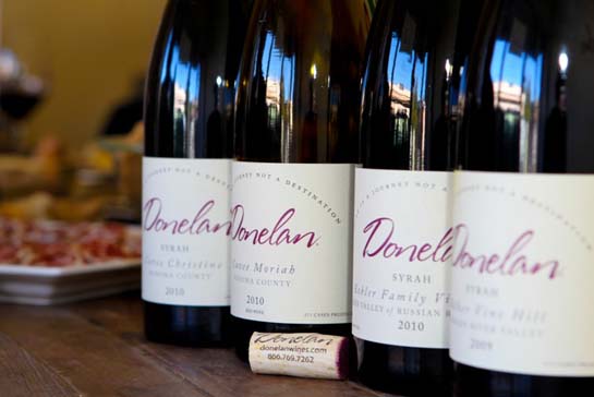 Four bottles of Donelan wines